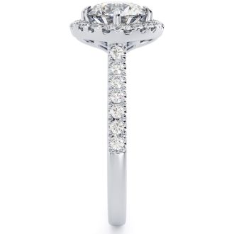 1 1/3 Carat Cushion Style Halo Diamond Engagement Ring in 14 Karat White Gold 