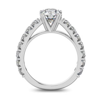 2 1/2 Carat Round Shape Double Prong Set Engagement Ring In 14 Karat White Gold