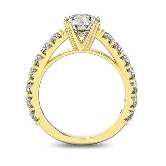 2 1/2 Carat Round Shape Double Prong Set Engagement Ring In 14 Karat Yellow Gold