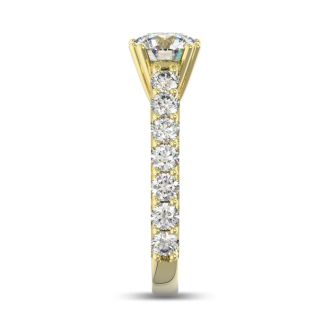 2 1/2 Carat Round Shape Double Prong Set Engagement Ring In 14 Karat Yellow Gold