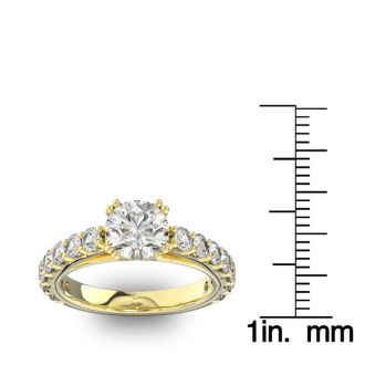 2 1/2 Carat Round Shape Double Prong Set Engagement Ring In 14 Karat Yellow Gold