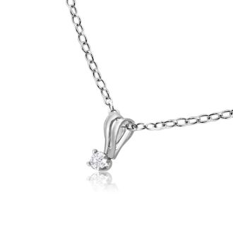 .025 Carat Diamond Necklace In Sterling Silver, 18 Inches. 

