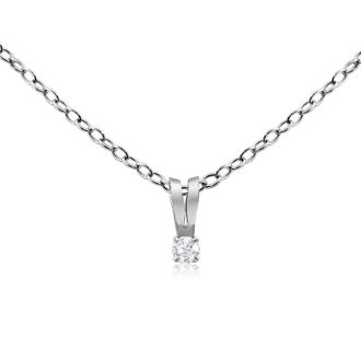 .025 Carat Diamond Necklace In Sterling Silver, 18 Inches. 
