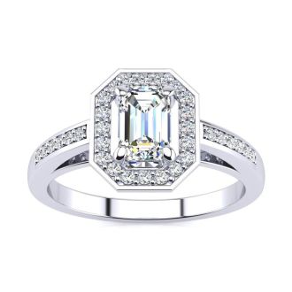 1 Carat Halo Diamond Engagement Ring In 14 Karat White Gold