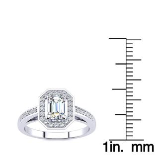 1 Carat Halo Diamond Engagement Ring In 14 Karat White Gold