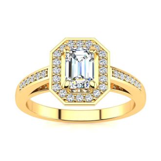 1 Carat Halo Diamond Engagement Ring In 14 Karat Yellow Gold