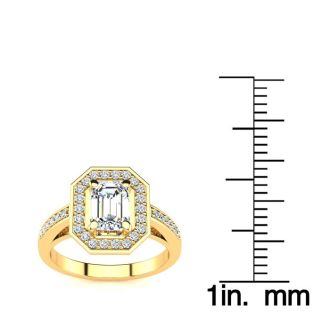 1 1/3 Carat Halo Diamond Engagement Ring In 14 Karat Yellow Gold