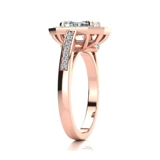 1 1/3 Carat Halo Diamond Engagement Ring In 14 Karat Rose Gold