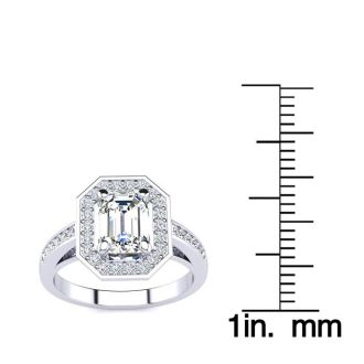 2 Carat Halo Diamond Engagement Ring In 14 Karat White Gold