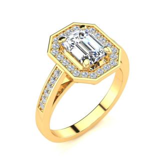 2 Carat Halo Diamond Engagement Ring In 14 Karat Yellow Gold