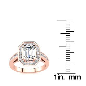2 Carat Halo Diamond Engagement Ring In 14 Karat Rose Gold