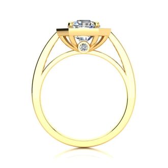 2 Carat Asscher Cut Halo Diamond Engagement Ring In 14 Karat Yellow Gold
