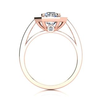 2 Carat Asscher Cut Halo Diamond Engagement Ring In 14 Karat Rose Gold