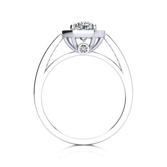 1 1/4 Carat Cushion Cut Halo Diamond Engagement Ring In 14 Karat White Gold