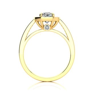 1 1/4 Carat Cushion Cut Halo Diamond Engagement Ring In 14 Karat Yellow Gold