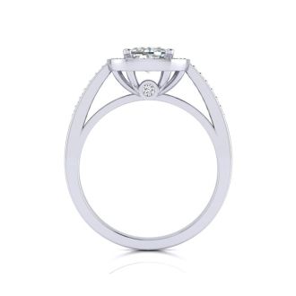 1 3/4 Carat Cushion Cut Halo Diamond Engagement Ring In 14 Karat White Gold