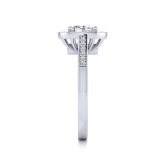 1 3/4 Carat Cushion Cut Halo Diamond Engagement Ring In 14 Karat White Gold