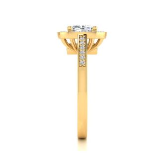 1 3/4 Carat Cushion Cut Halo Diamond Engagement Ring In 14 Karat Yellow Gold
