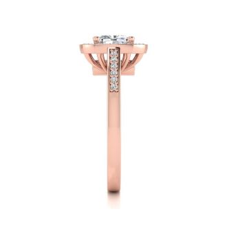 1 3/4 Carat Cushion Cut Halo Diamond Engagement Ring In 14 Karat Rose Gold