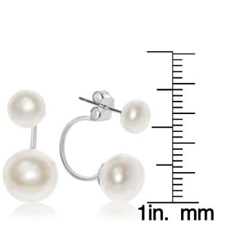 Inside-Out Hoop Double Freshwater Pearl Earrings In Sterling Silver

