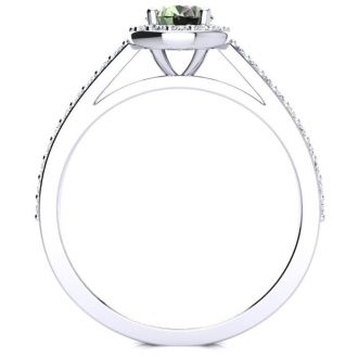 1 Carat Oval Shape Mystic Topaz Ring With Diamond Halo In 14 Karat White Gold