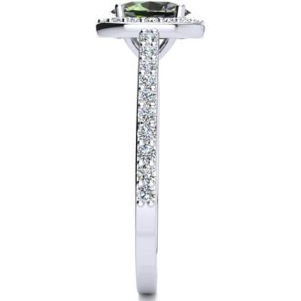 1 Carat Oval Shape Mystic Topaz Ring With Diamond Halo In 14 Karat White Gold