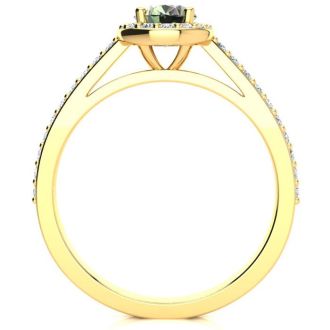1 Carat Oval Shape Mystic Topaz Ring With Diamond Halo In 14 Karat Yellow Gold