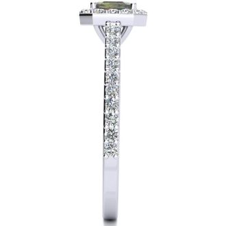1-1/4 Carat Octagon Shape Mystic Topaz Ring With Diamond Halo In 14 Karat White Gold
