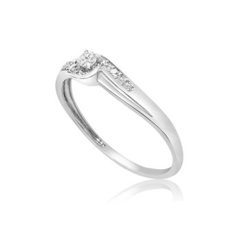 1/10ct Diamond Promise Ring with Thick Band In Sterling Silver