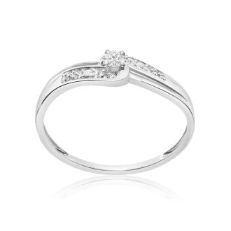 1/10ct Diamond Promise Ring with Thick Band In Sterling Silver