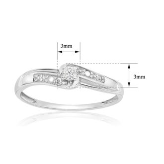 1/10ct Diamond Promise Ring with Thick Band In Sterling Silver