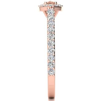 3/4 Carat Marquise Shape Morganite and Halo Diamond Ring In 14 Karat Rose Gold