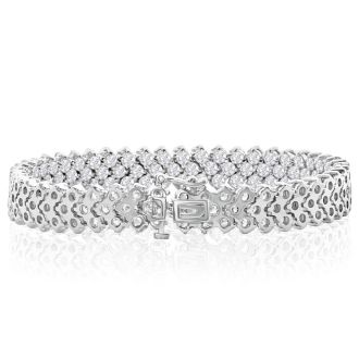 12 Carat Three Row Diamond Tennis Bracelet In 14 Karat White Gold