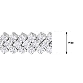 12 Carat Three Row Diamond Tennis Bracelet In 14 Karat White Gold