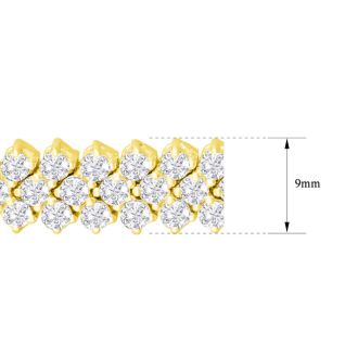 12 Carat Three Row Diamond Tennis Bracelet In 14 Karat Yellow Gold