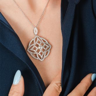 4 Carat Diamond Medallion Pendant made in 18 Karat White Gold