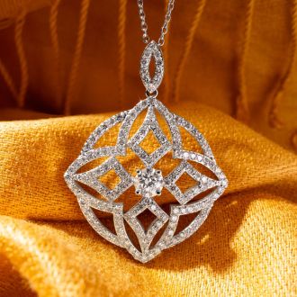 4 Carat Diamond Medallion Pendant made in 18 Karat White Gold