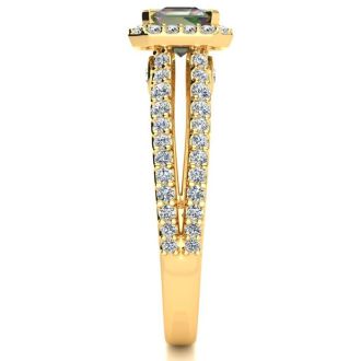 1-1/3 Carat Octagon Shape Mystic Topaz Ring With Diamond Halo In 14 Karat Yellow Gold