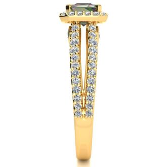 1-1/3 Carat Octagon Shape Mystic Topaz Ring With Diamond Halo In 14 Karat Yellow Gold