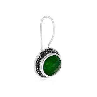 6 1/2 Carat Green Jade Earrings In Sterling Silver With Rope Detail