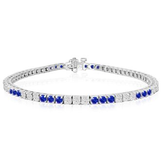 5 Carat Tanzanite and Diamond Bracelet In 14 Karat White Gold