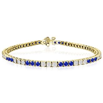 5 Carat Tanzanite and Diamond Bracelet In 14 Karat Yellow Gold