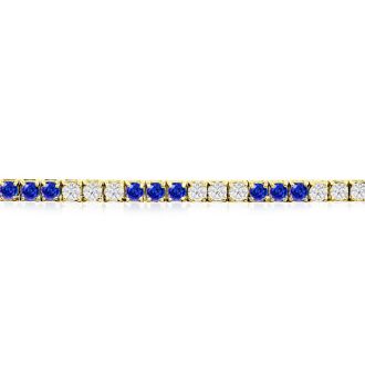 5 Carat Tanzanite and Diamond Bracelet In 14 Karat Yellow Gold