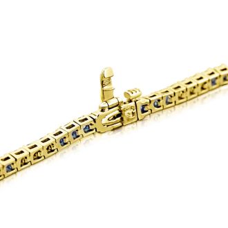 5 Carat Tanzanite and Diamond Bracelet In 14 Karat Yellow Gold