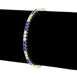 5 Carat Tanzanite and Diamond Bracelet In 14 Karat Yellow Gold