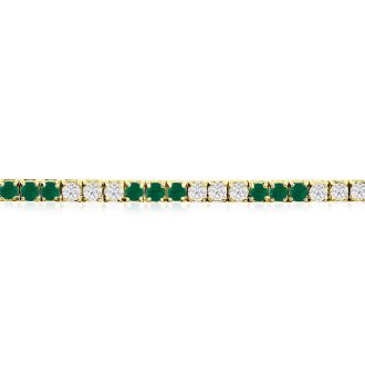 5 Carat Emerald and Diamond Bracelet In 14 Karat Yellow Gold