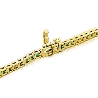 5 Carat Emerald and Diamond Bracelet In 14 Karat Yellow Gold
