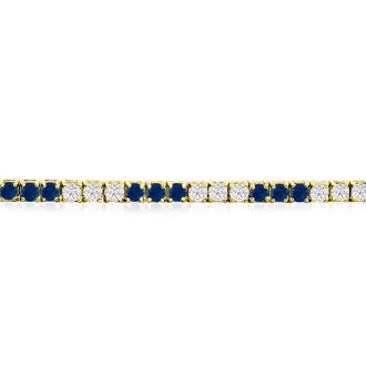 5 Carat Sapphire and Diamond Bracelet In 14 Karat Yellow Gold