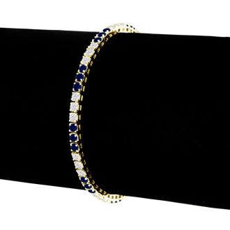 5 Carat Sapphire and Diamond Bracelet In 14 Karat Yellow Gold