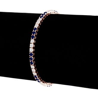 5 Carat Sapphire and Diamond Bracelet In 14 Karat Rose Gold